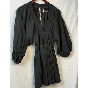 Free People For The Moment Mini Black XS Flowy Silhouette Gathered Waist Boho